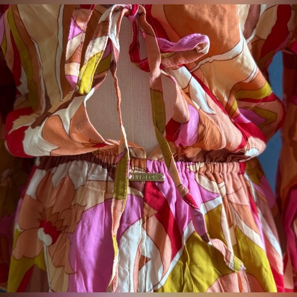 Billabong Retro Floral Boho Maxi Dress 70s Vibe Ruffle Hem NWT Small - Picture 8 of 8